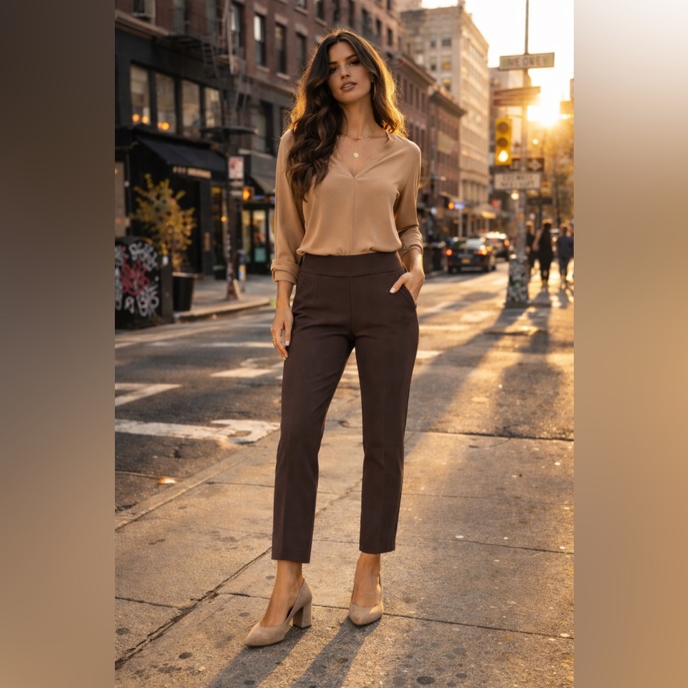 Sz 10P Athleta $120 MSRP NWOT Brown Straight Leg Pants